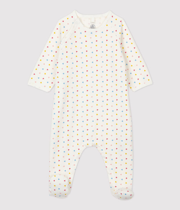 Pelele de beb&eacute; de mulet&oacute;n de algod&oacute;n org&aacute;nico blanco/amarillo/multicolor